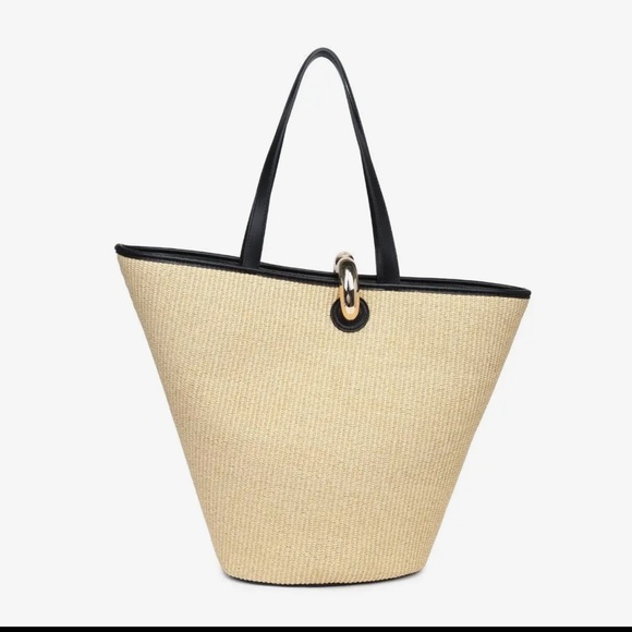 Urban Expressions Tan and Black Woven Tote - New w/Tags - Raelynn Tote - Picture 4 of 15